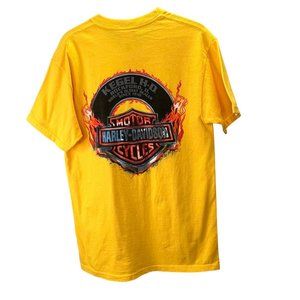 Harley Davidson T Shirt Rockford IL Kegel M Flames Livin Life Wide Open Yellow